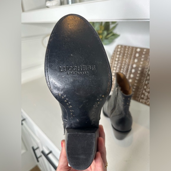 Lucchese Western Cowboy Studded Black Ankle Boots Women’s - Size 8B - Picture 8 of 10